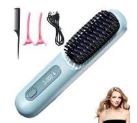Glowcept Hair Styler for Short Hair, 3 Heat Settings Glowcept Heated Hair Brush for Short Hair Led Screen, Anti Scald Desig Glowcept Cordless Hair Styler for Hairs Styling Travel,Home (Blue)