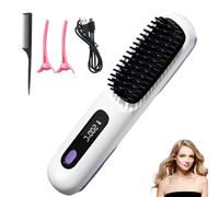 Glowcept Hair Styler for Short Hair, 3 Heat Settings Glowcept Heated Hair Brush for Short Hair Led Screen, Anti Scald Desig Glowcept Cordless Hair Styler for Hairs Styling Travel,Home (White)
