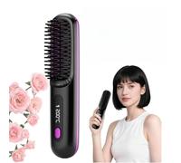 Glowcept Hair Styler for Short Hair, Glow Wave Heated Brush for Short Hair, 3 Heat Settings & Led Screen,Anti Scald Design, Anti Scald Design, Lightweight Portable for Travel (Black)