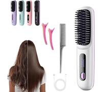 Glowcept Hair Styler for Short Hair, Glow Wave Heated Brush for Short Hair, 3 Heat Settings & LED Screen, Anti Scald Design, Lightweight Portable for Travel and Frizz-Free Styling