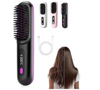 Glowcept Hair Styler for Short Hair Glow Wave Heated Hair Brush 3 Heat Settings Cordless Heated Rechargeable Brush for Short & Long Hair (A)