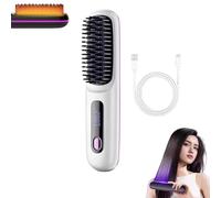 Glowcept Hair Styler for Short Hair,Gobrush Pro,Glowcept Cordless Heated Hair Styler Brush,3 Heat Settings & LED Screen & USB Rechargeable,Anti Scald Desig,Lightweight Portable (White)