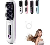 Glowcept Hair Styler for Short Hair,Numoya Portable Straightener Brush - Gobrush Pro,Glow Wave Heated Brush for Short (White)