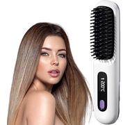 Glowcept Hair Styler for Short Hair,Numoya Portable Straightener Brush - Gobrush Pro,Glow Wave Heated Brush for Short (White)
