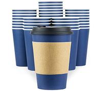 Glowcoast Disposable Coffee Cups With Lids - 12 oz To Go Coffee Cup (90 Pack). Travel Cups Hold Shape With Hot Drinks, No Leaks! Paper Cups with Insulated Sleeves Protect Fingers!