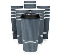 Glowcoast to Go Coffee Cups with Lids - 22 oz Disposable Coffee Cup with Lid. Large Togo Travel Paper Ripple Hot Cups Insulated for Hot, Cold Beverage Drinks, No Sleeves Needed (50, Dusk Grey)