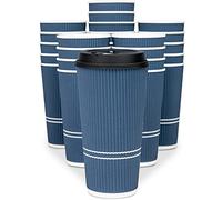 Glowcoast To Go Coffee Cups With Lids - 22 oz Disposable Coffee Cup With Lid. Large Togo Travel Paper Ripple Hot Cups Insulated For Hot, Cold Beverage Drinks, No Sleeves Needed (50, Royal Blue)
