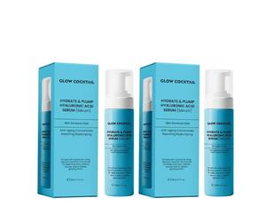 GlowCocktail London Men's 2 x Hydrate & Plump Hyaluronic Acid Serum 30ml in Blue | Size: 60ml GlowCocktail London Blue 60ml
