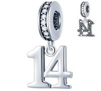 GLOWDAS 10 to 25 28 30 31 33 35 36 40 45 50 55 60 65 70 75 80 Birthday Charms, fits European Anniversary Bracelet/Necklace, 925 Sterling Silver Number Pendant Beads, Gifts for Lover/Family/Friends
