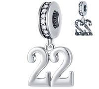 GLOWDAS 10 to 25 28 30 31 33 35 36 40 45 50 55 60 65 70 75 80 Birthday Charms, fits European Anniversary Bracelet/Necklace, 925 Sterling Silver Number Pendant Beads, Gifts for Lover/Family/Friends