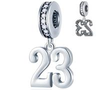 GLOWDAS 10 to 25 28 30 31 33 35 36 40 45 50 55 60 65 70 75 80 Birthday Charms, fits European Anniversary Bracelet/Necklace, 925 Sterling Silver Number Pendant Beads, Gifts for Lover/Family/Friends