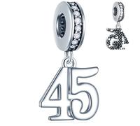 GLOWDAS 10 to 25 28 30 31 33 35 36 40 45 50 55 60 65 70 75 80 Birthday Charms, fits European Anniversary Bracelet/Necklace, 925 Sterling Silver Number Pendant Beads, Gifts for Lover/Family/Friends