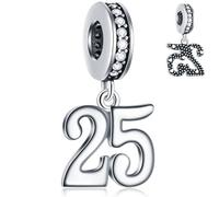 GLOWDAS 10 to 25 28 30 31 33 35 36 40 45 50 55 60 65 70 75 80 Birthday Charms, fits European Anniversary Bracelet/Necklace, 925 Sterling Silver Number Pendant Beads, Gifts for Lover/Family/Friends