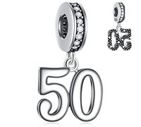 GLOWDAS 10 to 25 28 30 31 33 35 36 40 45 50 55 60 65 70 75 80 Birthday Charms, fits European Anniversary Bracelet/Necklace, 925 Sterling Silver Number Pendant Beads, Gifts for Lover/Family/Friends