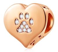 GLOWDAS Dog/Cat Paw Print Charms on My Heart - fit Pandora Animal Bracelet