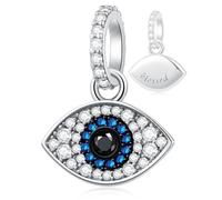 Glowdas Evil Eye Charms: Sterling Silver Turkish Eye & Hamsa Hand Charm Necklace with CZ, Perfect for Halloween, Easter & Birthdays