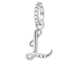GLOWDAS Letter L Charms Alphabet Pendant, 925 Sterling Silver Initial l Dangle CZ Bead fit Pandora Women Leather Bracelet con Letra, Gifts for Little Girl/Mother/Daughter in Law/Aunty