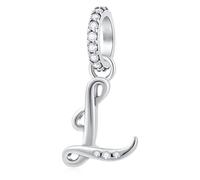GLOWDAS Letter L Charms Alphabet Pendant fit Pandora Women Leather Bracelet