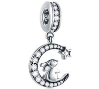 GLOWDAS Rabbit Charms on the Crescent Moon - fit Pandora Easter Bracelet