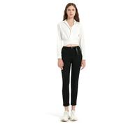 GLOWELFA Women's High Waist Classic Chic and Elegant Cargo Chino Straight Trousers with Belt Buckles Button Zip Cotton Stretch City Senior Work Lyocell, Black, 3XL