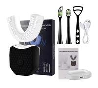 Glowence Electric 360 Toothbrush, 360° Ultrasonic Cleaning for Full-Mouth Coverage, Built-in Blue LED Light to Support Teeth Whitening, Hands-Free Design for Effortless Brushing (Black)