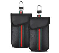 glowgare 2 Pack Faraday Pouch for Car Keys, Premium PU Leather RFID Signal Blocking Bag, Anti-Theft Car Key Cover Big Enough for All Types of Keys (15x9cm)