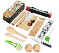 Glowgath Sushi Making Kit，22-in-1 Sushi Bazooka Roller Set with Bamboo Rolling Curtains, Modeling Molds,Bazooka, Chef's Knife, Chopsticks, Sauce Dishes, Rice Spreader, Oil Brushes