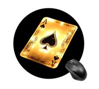 Glowing Aces Poker Round Gaming Mousepad Rubber Base Desk Mat for Office Laptop Computer
