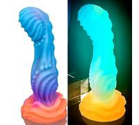 Glowing Alien Dildo Thick Anal Plug, Realistic Fantasy Monster Dildos, Silicone Anal Dildo with Suction Cup, G-Spot Stimulation, Large Penis XL Butt Plug, Soft Anal Trainer, Sex Toys for Women and Men