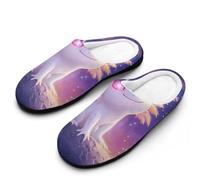 Glowing Axolotl Planets Universes Men's Warm Slippers Non-Slip Sole Winter Rubber Cotton Shoes for Bedroom