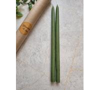 Glowing Bee 100% Handmade Pure Beeswax Taper Dinner Candles 30cm Pack of 2 (Green)