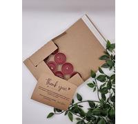 Glowing Bee Natural Handmade Beeswax Tea Light Candles (12pcs) (Red)