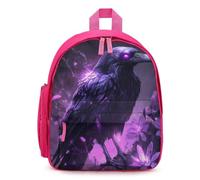 Glowing Black Crows 13 Inch Backpack Shoulder Bag Pink | Travel Back Pack with Cute Graphics