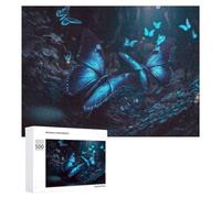 Glowing Blue Butterflies in Enchanted Forest, 500 PCS Challenging Puzzle for Adults, Winter Activity Gift - for Detail-Focused Puzzlers