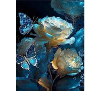 Glowing Blue Butterfly and Flower - 1000 Piece Wooden Puzzle - Fun and Challenging