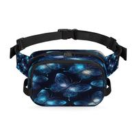 Glowing Blue Butterfly Fanny Pack Waterproof Belt Bag Crossbody Bags for Women Men Holiday Gifts