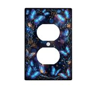 Glowing Blue Butterfly Fantasy Art Fanciful Duplex Outlet Covers Plate