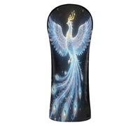 Glowing Blue Gold Phoenix Fantasy Golf Head Cover Pu Leather with Interchangeable No. Tags for Driver Fairway Wood Hybrid