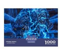Glowing Blue Panther in Starry Night Sturdy Thick Paper Pieces Perfect for Improving Concentration, Patience And Logical Thinking in Spare Time 70x50cm/1000pcs