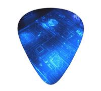 Glowing Blueprint Printed pick set - 12 pieces, thin, medium and thick guitar picks, suitable for guitar, bass, electric guitar and ukulele