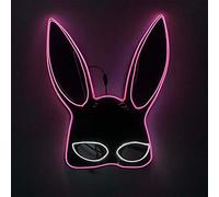 Glowing Bunny Mask Bright Pink and White Lights 4 Modes for Halloween Parties Dance Shows Plastic 100g (Black)