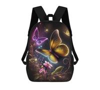 Glowing Butterflies Garden Backpack, 3D Printed School Bag, School Lunch Bag, Travel Backpack, Friends Backpack, School Backpack for Girls And Boys 17inch