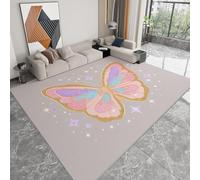 Glowing Butterfly 3D Rug - Modern Low Pile Area Rugs Living room Bedroom Dining Room Kitchen Soft Low Pile Pet-Friendly Easy to Clean Purple Gray 80 x 120 cm