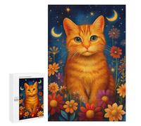 Glowing Cat Flowers Night Puzzle 1000 Teile Schwer Puzzle Spielzeug Lernspiel Impossible Herausforderungsspielzeug Für Erwachsene Kinder 1000 PCS