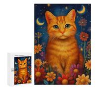 Glowing Cat Flowers Night Puzzle 1000 Teile Schwer Puzzle Spielzeug Lernspiel Impossible Herausforderungsspielzeug Für Erwachsene Kinder 300 PCS