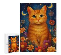 Glowing Cat Flowers Night Puzzle 1000 Teile Schwer Puzzle Spielzeug Lernspiel Impossible Herausforderungsspielzeug Für Erwachsene Kinder 500 PCS