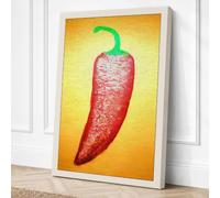 Glowing Chili Pepper Modern Canvas Wall Art Print 30x20 Inch (76 x 51 cm)