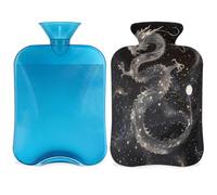 Glowing Chinese Dragon Hot Water Bottle with Cover, Dragon Moon Pattern 2L Hot Water Bag for Pain Relief, Neck Soft and Shoulder, Hand Feet Warmer, Hot and Cold Compress for Adult Kids