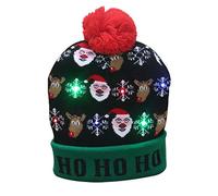 Glowing Christmas Knit Hat Autumn Winter Women Men LED Christmas Knitted Hat Light Up Classic Wedding Race Hat Secret Santa Xmas Gifts Hat Fashion Tea Party Versatile Hair Accessories (A, One Size)