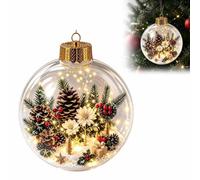 Glowing Christmas Snow Globe Ornament,Miniature Glow Ball Hanging Ornaments | Cute Xmas Tree Acrylic Balls, Durable Holiday Scene Decor for Indoor Fireplace Home Mantel Shelf, Led Light Up Baubles Gift